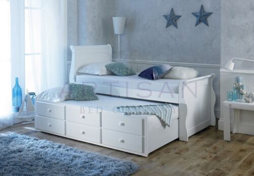 Cambridge 3FT Single Guest Bed with Trundle and Storage Drawers.