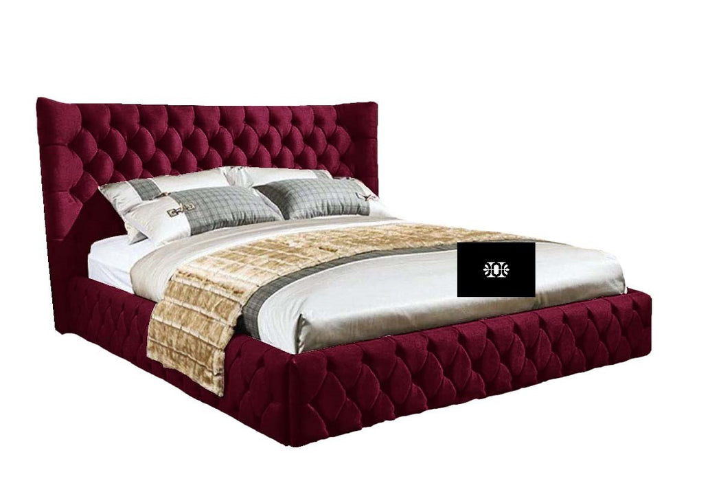 Emperor 4FT Small Double Ottoman Storage Bed with Curved Winged Headboard in Various Colours and Fabrics.