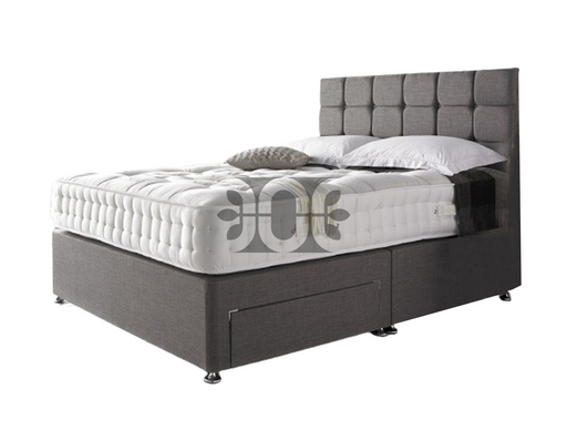 Cube 4FT6 Small Double Divan 2 Drawer Bed in Various Colours and Fabrics + Free Mattress