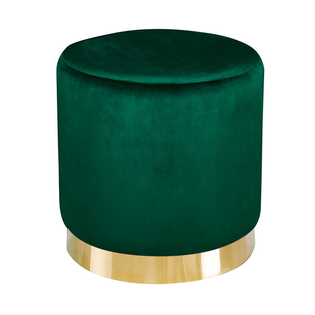 Milano Pouffe in Forest Green, Orchre Yellow, Vintage Pink, Black and Royal Blue Plush Velvet Fabric.