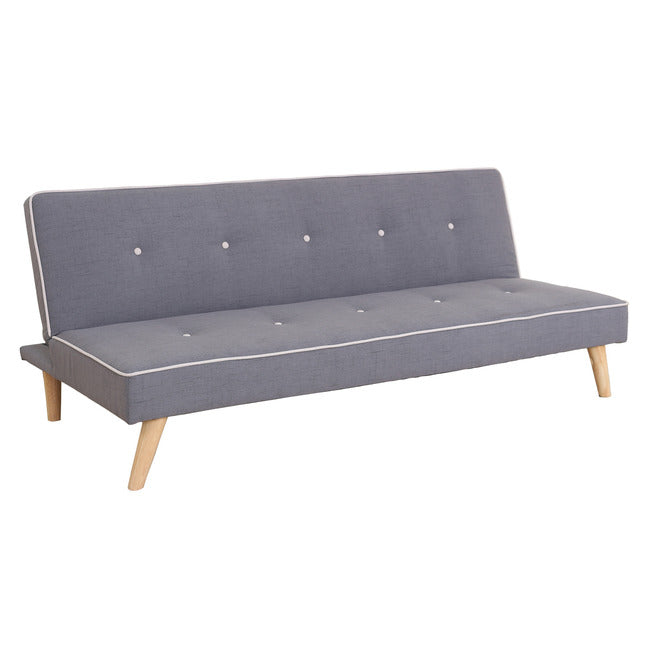 Boscombe White Buttoned Sofa Bed in Grey Fabric.