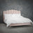 Montevia 5FT Kingsize Fluted Petal Designed Bed in Velvet Soft Silver and Shell Pink Fabric.