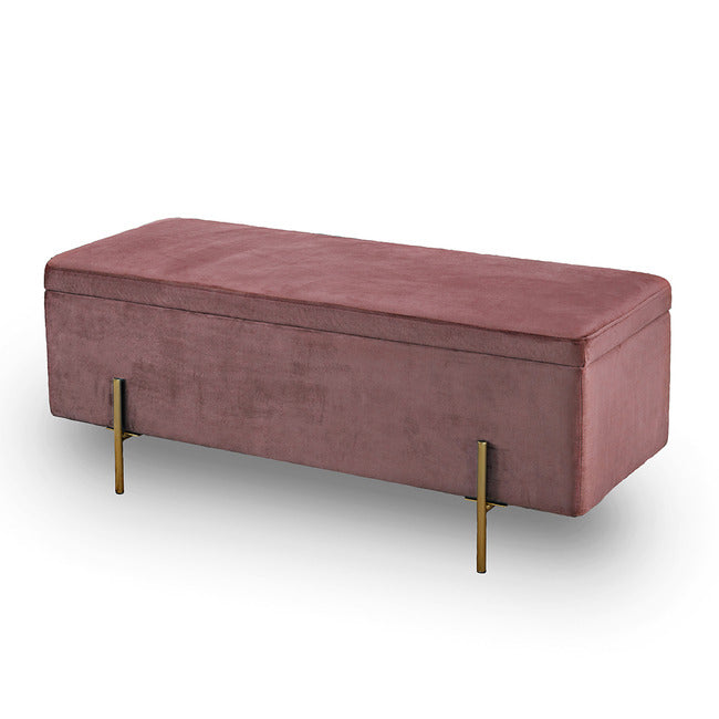 Kimberley Ottoman Storage Box in Mustard, Teal, Grey and Pink Velvet Fabric.