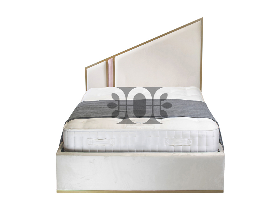 Shard Low with Footboard 4FT6 Double Metal Trim Bed in Various Colours and Fabrics