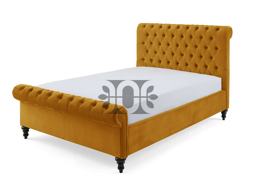 Sleigh 4FT Small Double Chesterfield Bed in Various Colours and Fabrics.