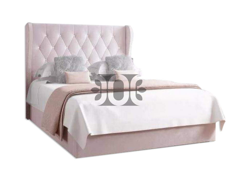 Sovereign 4FT6 Double Chesterfield Winged Padded Ottoman Storage Bed in Various Colours and Fabrics