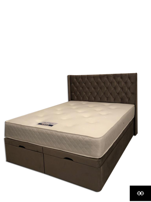 Sapphire 5FT Kingsize Winged Ottoman Storage Bed in Various Colours and Fabrics.