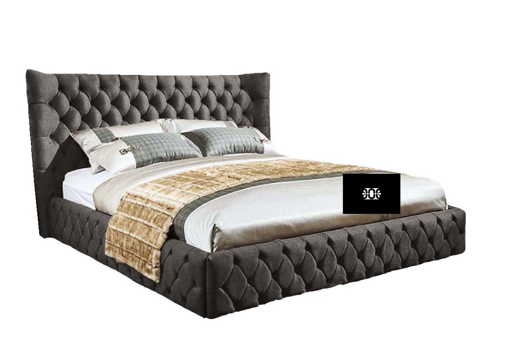 Emperor 4FT6 Double Bed with Curved Winged Headboard in Various Colours and Fabrics.