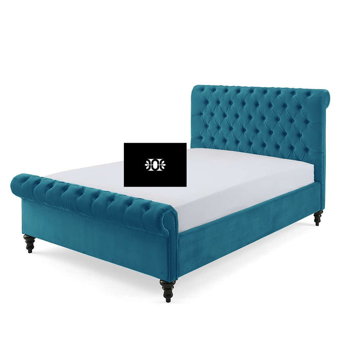 Sleigh 5FT Kingsize Chesterfield Ottoman Storage Bed in Various Colours and Fabrics.
