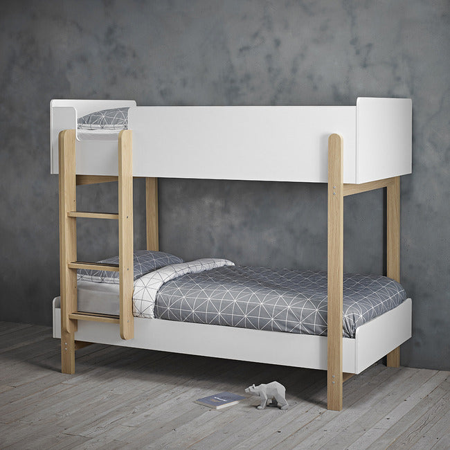 Dundee 3FT Single Wooden Bunk Bed in Matt Grey and White.