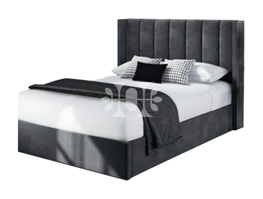 Zurich 4FT Small Double Studded Ottoman Divan Storage Bed in Various Colours and Fabrics.