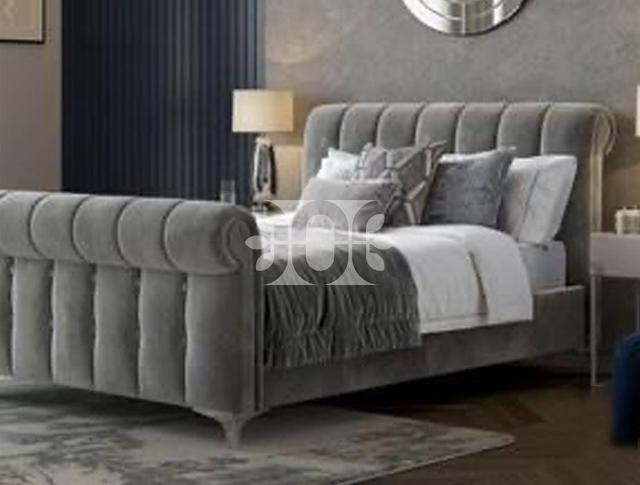 Cardinal 5FT Kingsize Sleigh Scroll Ottoman Storage Bed in Various Colours and Fabrics.